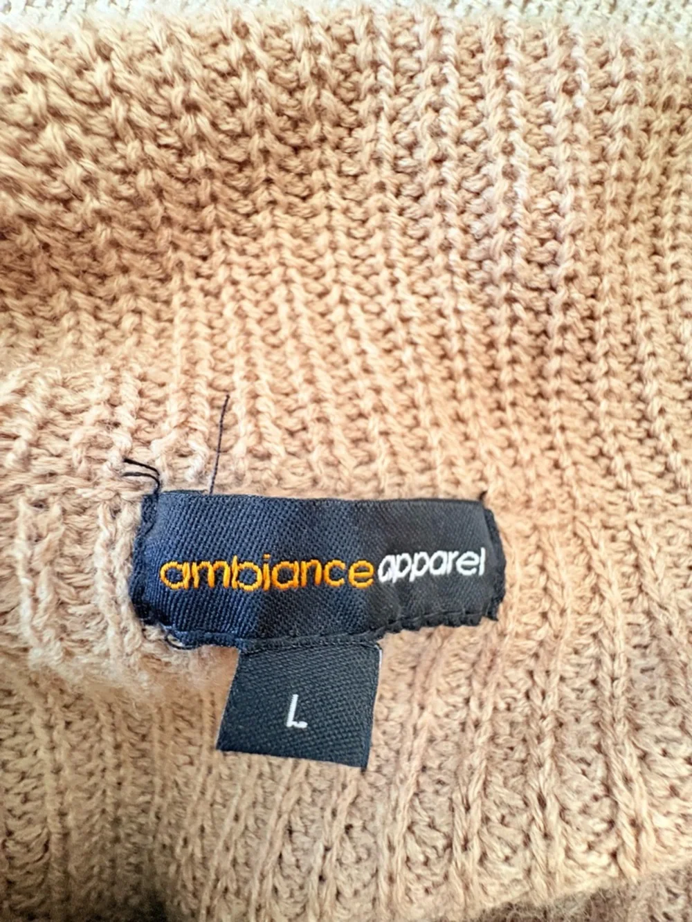 6for$20❤️itemAmbiance Asymmetrical Cowl Tie Sweater - Tan
